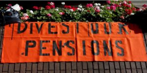 Divest Our Pensions sign