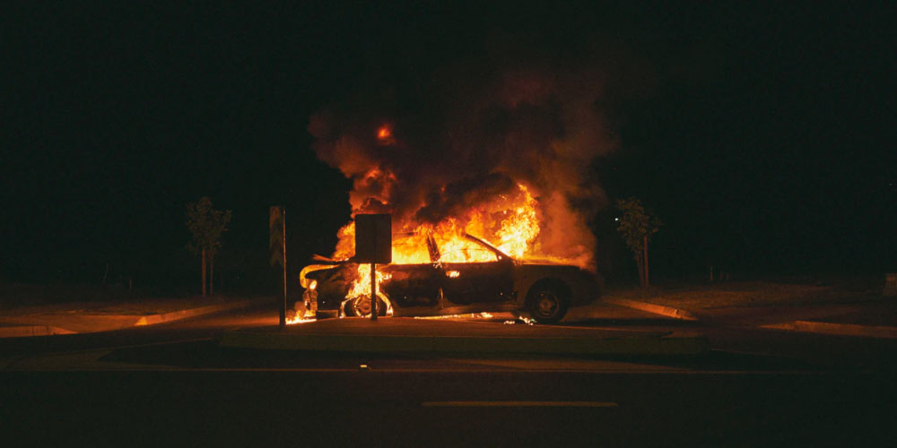 A burning car