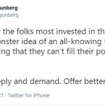 Aaron Regunberg tweet about free markets