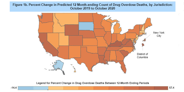 Map of drug overdoes increases by state