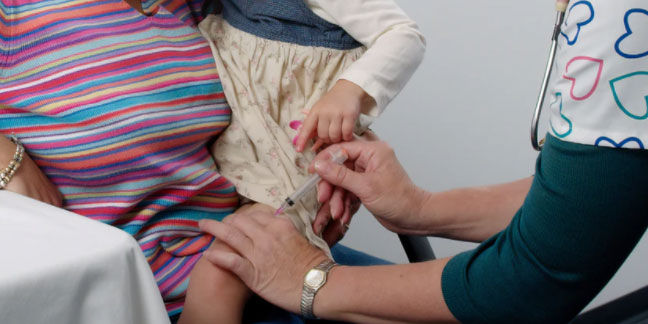 A child being vaccinated
