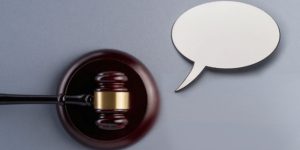 Gavel with a speech bubble