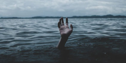 A drowning person's hand