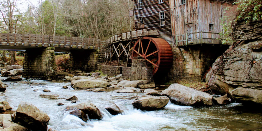 A water mill on a river