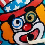 Clown face in a pinball machine