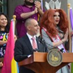 Jorge Elorza speaks at a Pride event