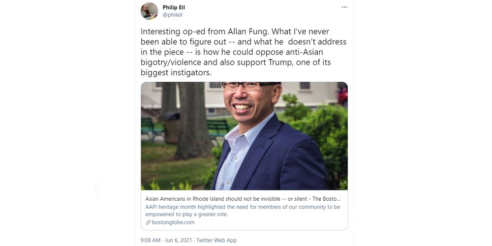 Phil Eil's tweet about Allan Fung