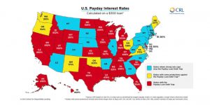 Map of payday lending rates by state