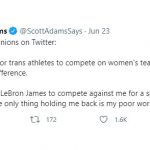 Scott Adams trans sports tweet 06/23/21
