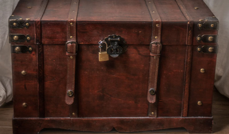A locked luggage box