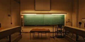 A dark classroom