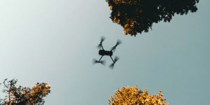 A drone overhead