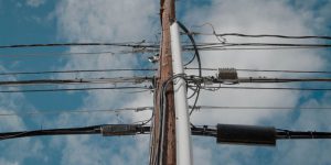 A utility pole and wires