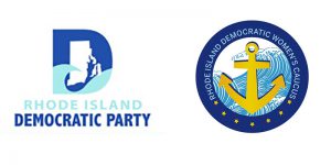 Logos for the RI Democratic Party and Democratic Women's Caucus