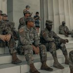 Military on steps of Lincoln Memorial