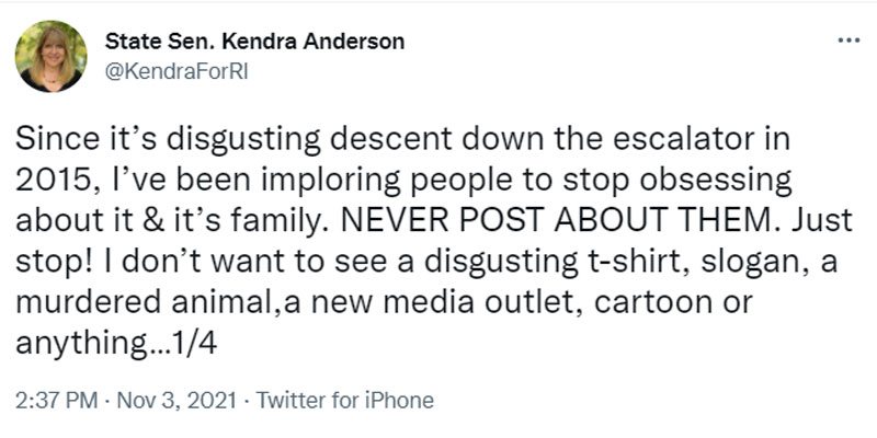 Kendra Anderson's Trump-It tweet