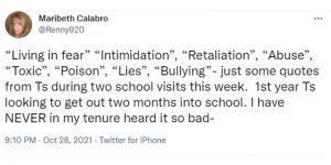Union head Maribeth Calabro tweets teacher complaints