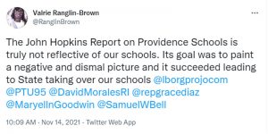 Valrie Ranglin-Brown tweets about the Johns Hopkins report