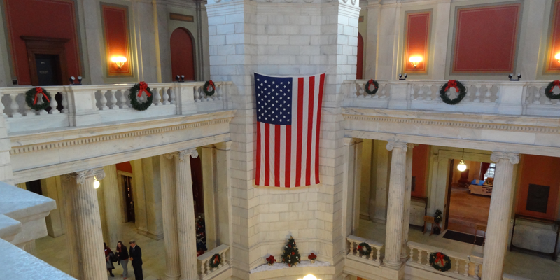 The State House rotunda at Christmastime