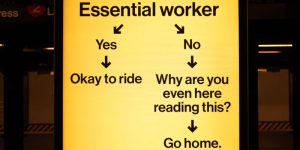 An essential worker sign