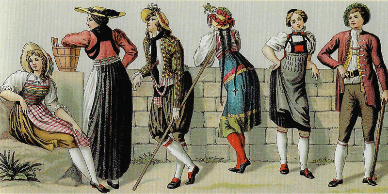 Skecth of 19th Century Switzerland clothing