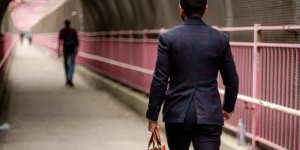 Man in a suit walking