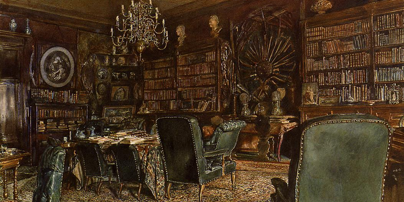 Rudolf von Alt's Library of the Palais Lankorovnski