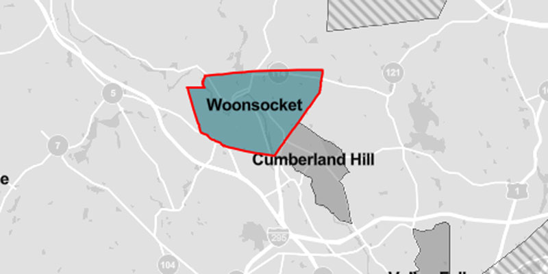 Woonsocket and Cumberland map