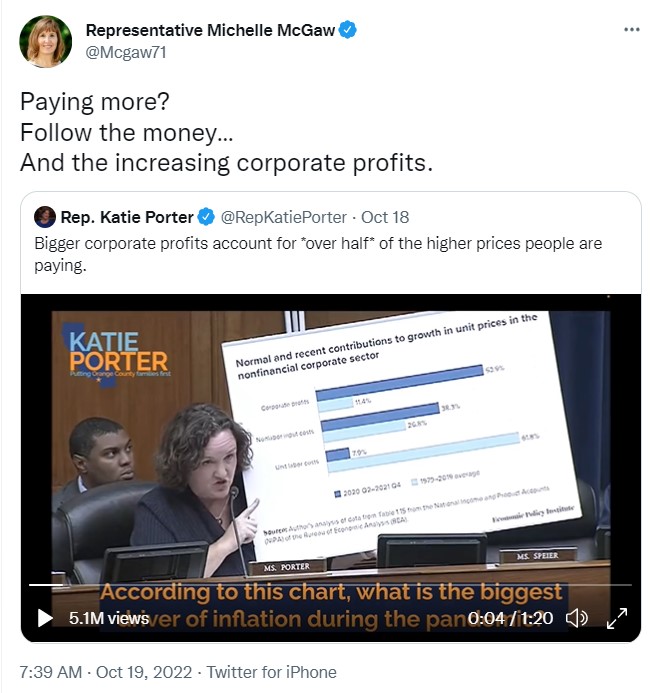 Michelle McGaw tweets on corporate profits