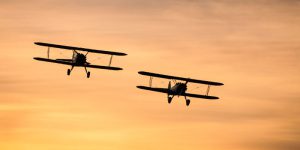 Sunset pictures of two biplanes