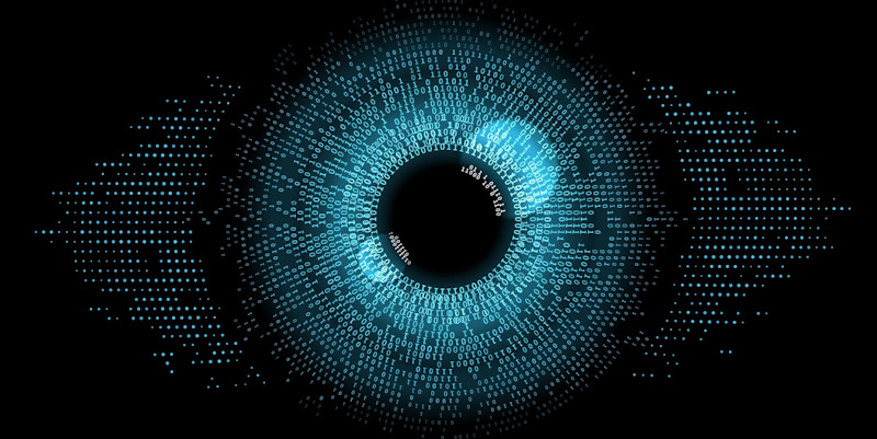 Digital eye made of numbers.
