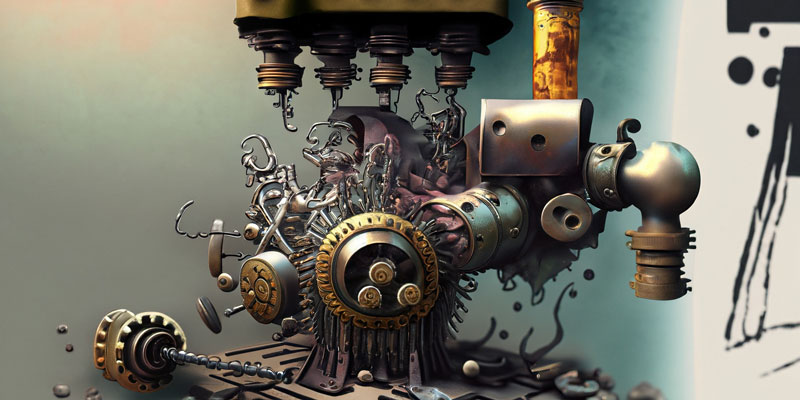 A machine with its screws coming loose