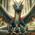 A dragon cradles three journalists