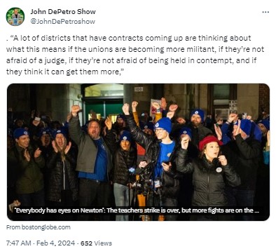 JohnDePetroShow:  “A lot of districts that have contracts coming up are thinking about what this means if the unions are becoming more militant, if they’re not afraid of a judge, if they’re not afraid of being held in contempt, and if they think it can get them more,”