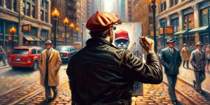Street artist draws passing white people as MAGA