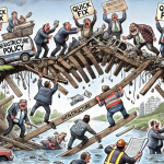 A bridge collapses due to policy failures and quick fixes