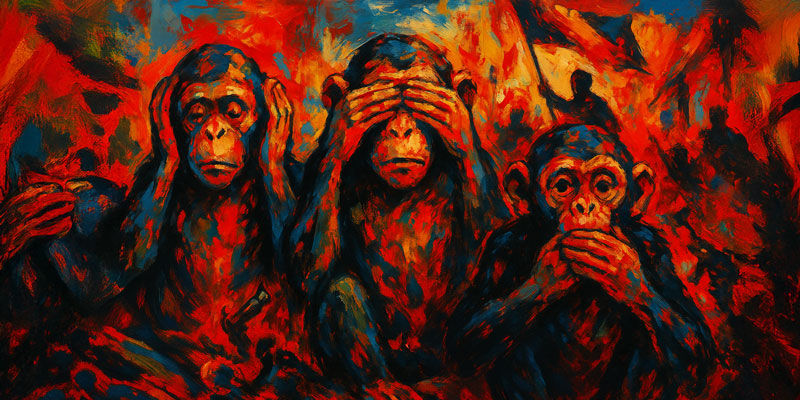 Monkeys hear no, see no, and speak no evil about political violence