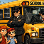 A school bus with mobsters for a driver and monitor