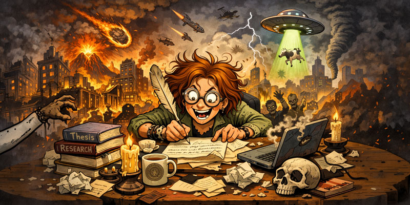 A professor pens a missive during the end of the world