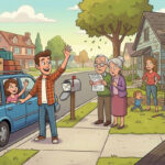 A family leaves behind suburban neighbors in need